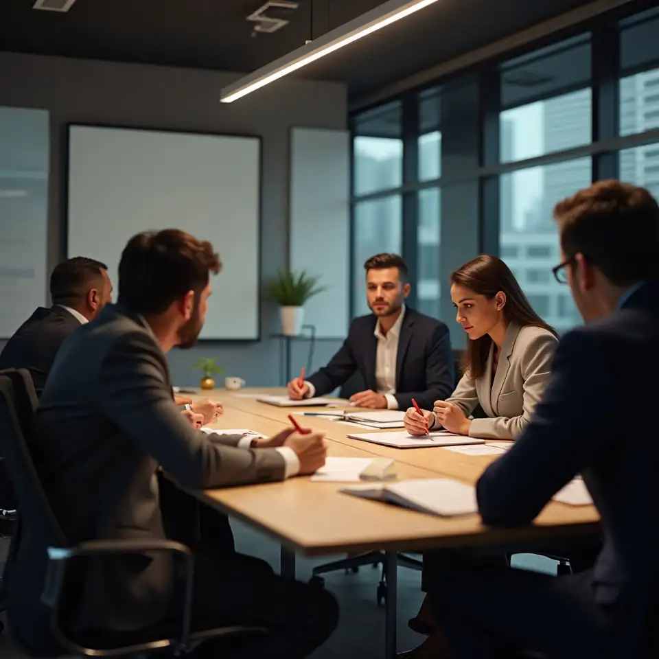 Reunião executiva com documentos financeiros